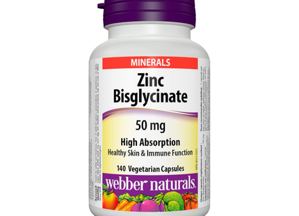 Webber Naturals - Bisglycinate de zinc 50 mg | 140 gélules