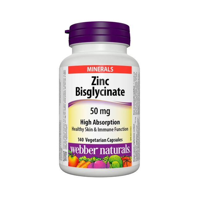 Webber Naturals - Bisglycinate de zinc 50 mg | 140 gélules