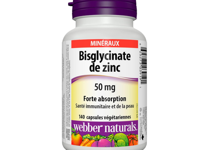 Webber Naturals - Bisglycinate de zinc 50 mg | 140 gélules