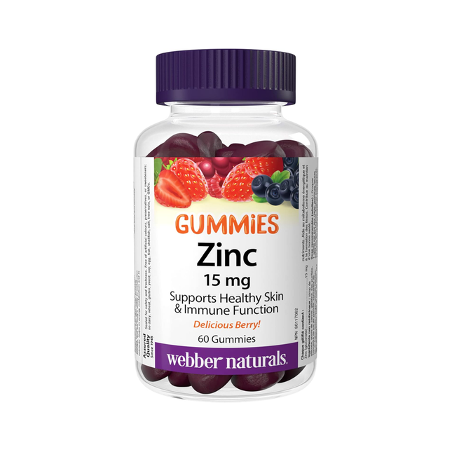 Webber Naturals - Zinc Baies 15 mg | 60 Gélifiés