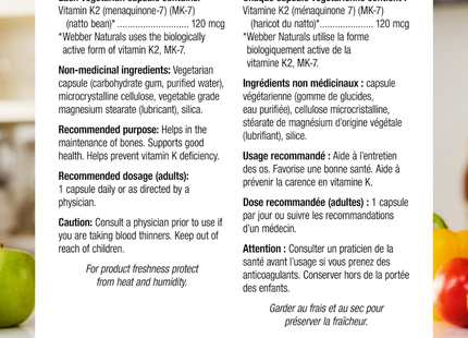 Webber Naturals – Vitamine K2 | 75 gélules végétariennes