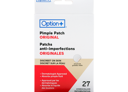 Option+ Pimple Patch Original - Discreet on Skin | 27 Hydrocolloid Patches