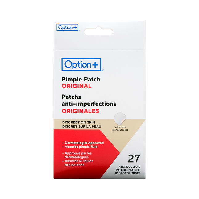Option+ Pimple Patch Original - Discreet on Skin | 27 Hydrocolloid Patches