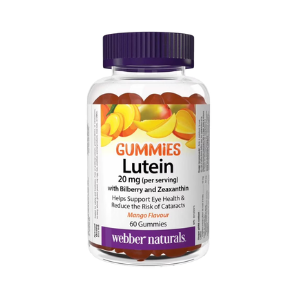 Webber Naturals - Gommes à la lutéine 20 mg avec myrtille et zéaxanthine, mangue | 60 gommes