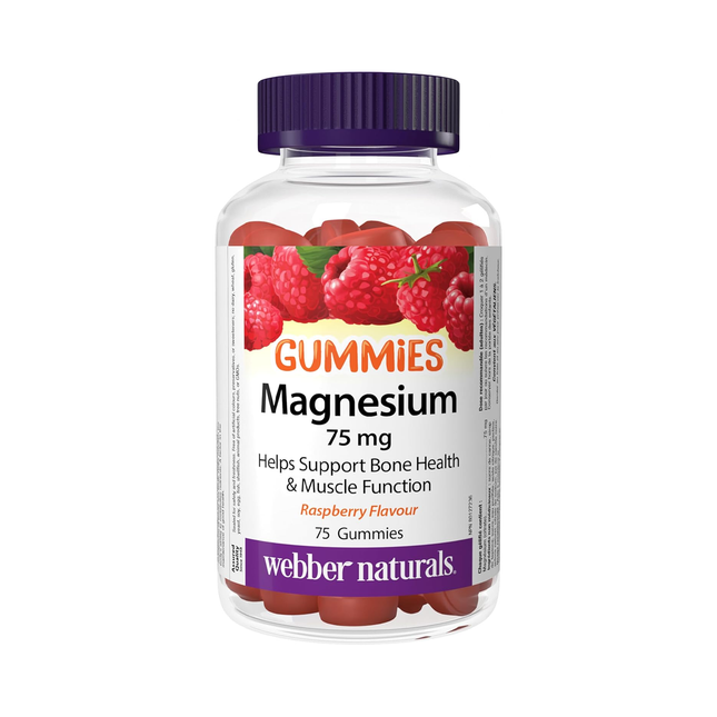 Webber Naturals - Magnesium 75 mg Gummies - Raspberry | 75 Gummies