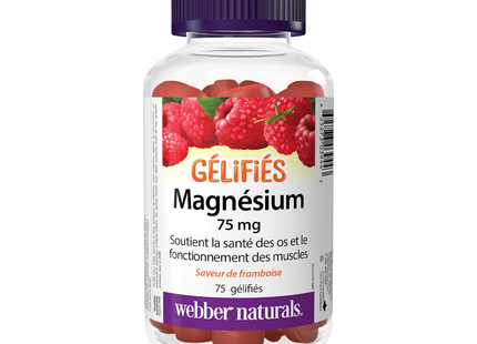 Webber Naturals - Magnesium 75 mg Gummies - Raspberry | 75 Gummies