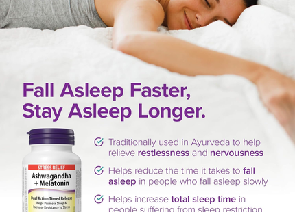 Webber Naturals - Ashwagandha + Mélatonine | 90 comprimés
