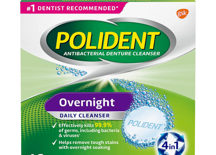 Polident - Overnight Daily Cleanser for Dentures | 40 Tablets