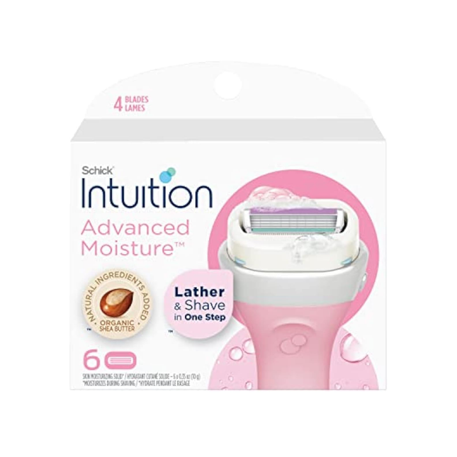 Schick - Intuition Advanced Moisture Replacements, beurre de karité biologique | 4 rasoirs