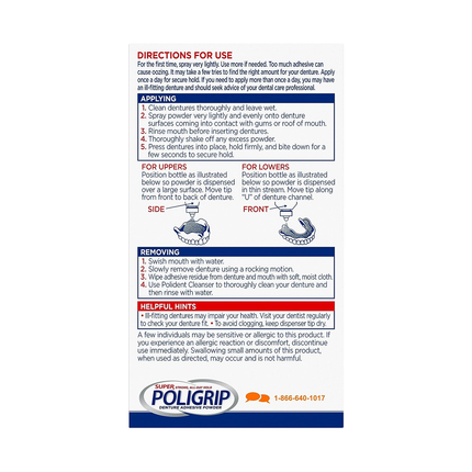 Poligrip - Poudre adhésive pour prothèses dentaires | 50 grammes