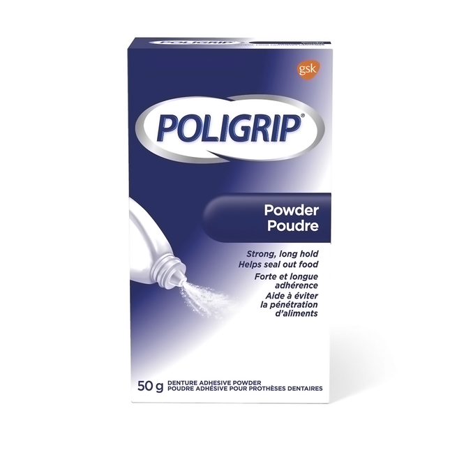 Poligrip - Poudre adhésive pour prothèses dentaires | 50 grammes