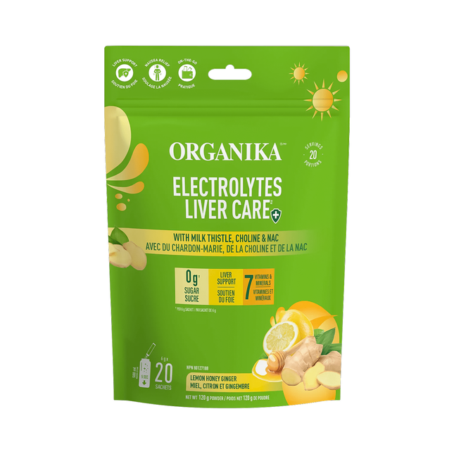 Organika - Electrolytes Liver Care, Lemon Honey Ginger | 20 Satchets x 6 g