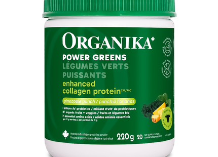 Organika - Enhanced Collagen Protein Power Greens, Pineapple Punch | 220 g