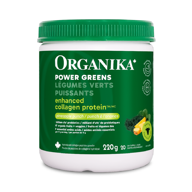 Organika - Enhanced Collagen Protein Power Greens, Pineapple Punch | 220 g