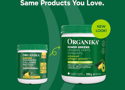 Organika - Enhanced Collagen Protein Power Greens, Pineapple Punch | 220 g