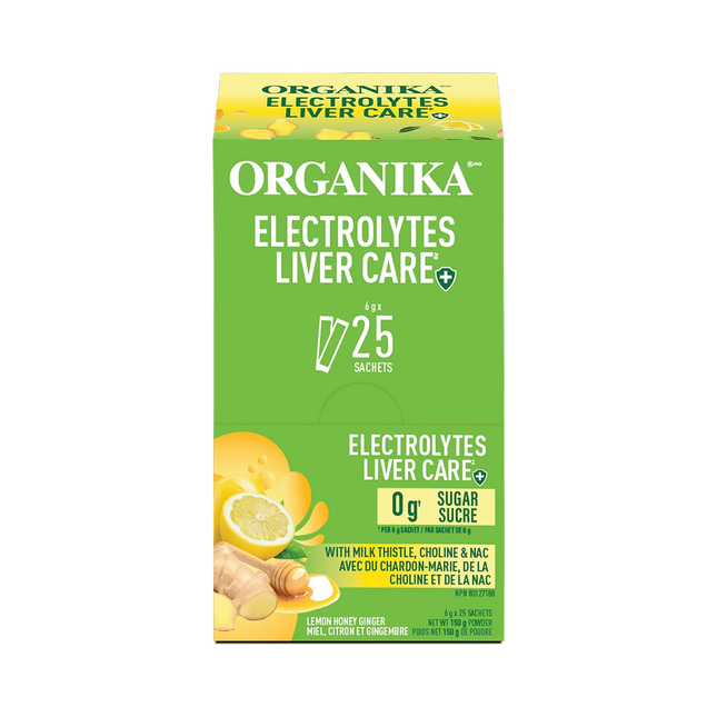 Organika - Electrolytes Liver Care, Lemon Honey Ginger | 25 Satchets x 6 g