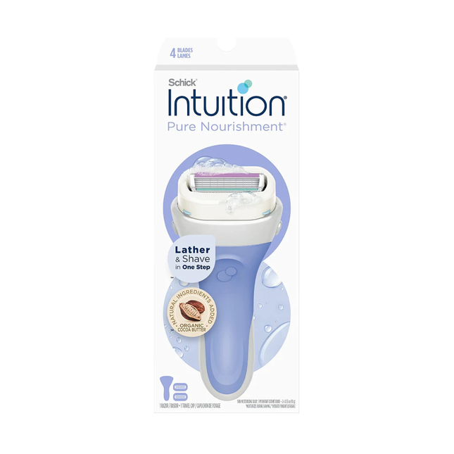 Schick - Rasoir Intuition Pure Nourishment - Beurre de cacao biologique | 2 recharges