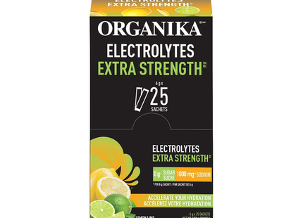 Organika - Électrolytes Extra Forts, Citron Vert | 25 Sachets x 6 g