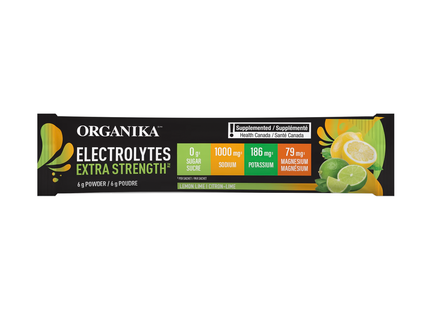 Organika - Électrolytes Extra Forts, Citron Vert | 25 Sachets x 6 g