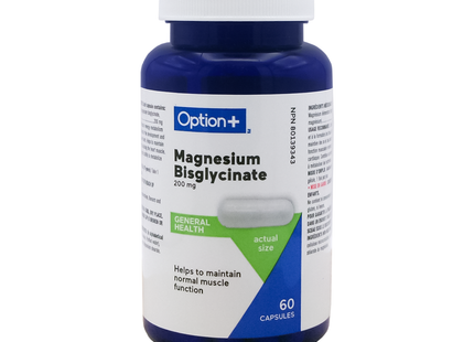Option+ Magnesium Bisglycinate 200 mg | 60 Capsules