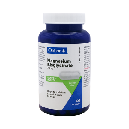 Option+ Magnesium Bisglycinate 200 mg | 60 Capsules