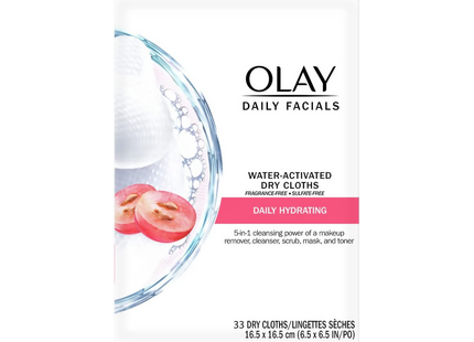 Olay - Water Activated Daily Facials - Fragrance Free | 33 Dry Cloths