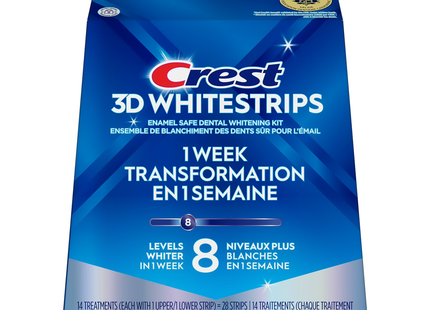 Crest - Bandes blanchissantes 3D White - Transformation en 1 semaine - 8 niveaux de blancheur | 14 traitements