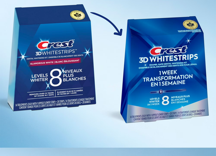 Crest - Bandes blanchissantes 3D White - Transformation en 1 semaine - 8 niveaux de blancheur | 14 traitements