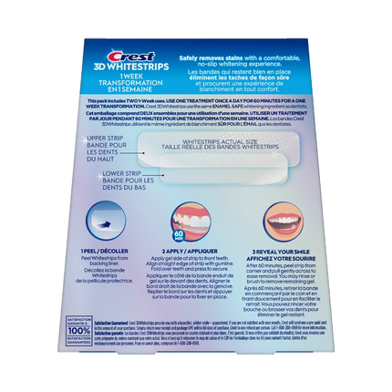Crest - Bandes blanchissantes 3D White - Transformation en 1 semaine - 8 niveaux de blancheur | 14 traitements