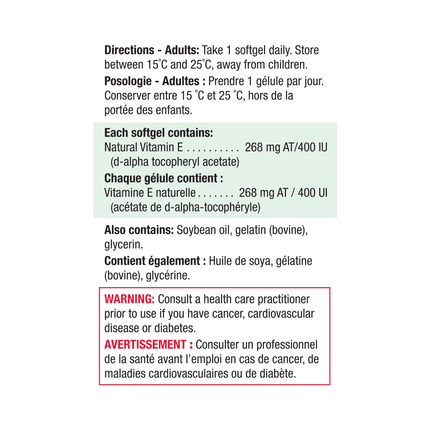Jamieson Vitamin E 400 IU | 100+20 Softgels