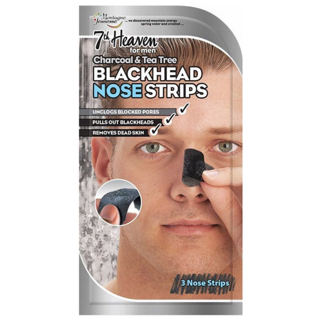 7th Heaven for Men Charcoal & Tea Tree Blackhead Nose Strips | 3 Nose Strips