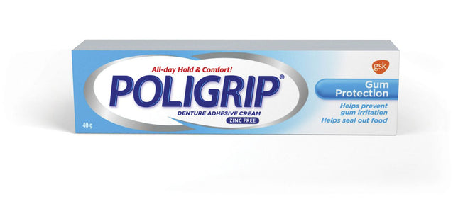 Crème adhésive pour prothèses dentaires Poligrip Protection des gencives | 40g