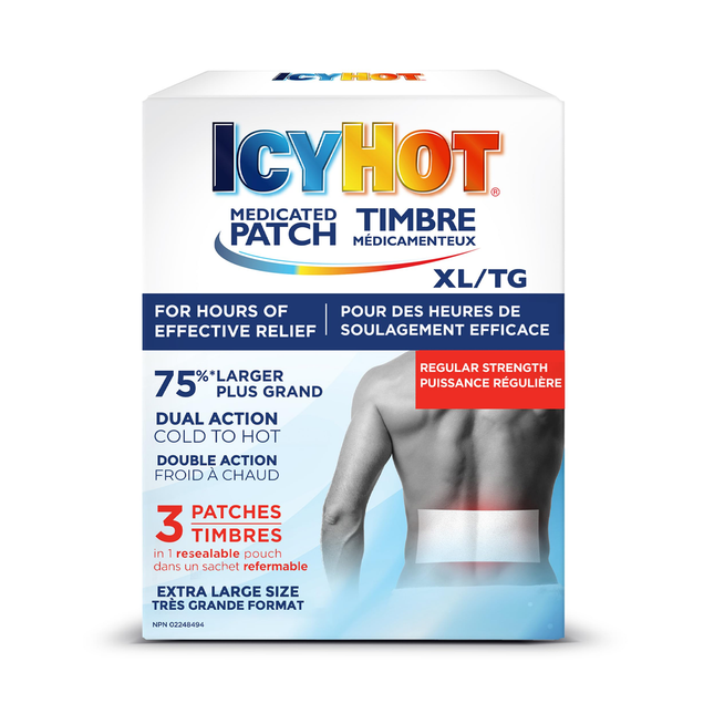 Icy Hot - Patch médicamenteux XL à force régulière | 3 correctifs