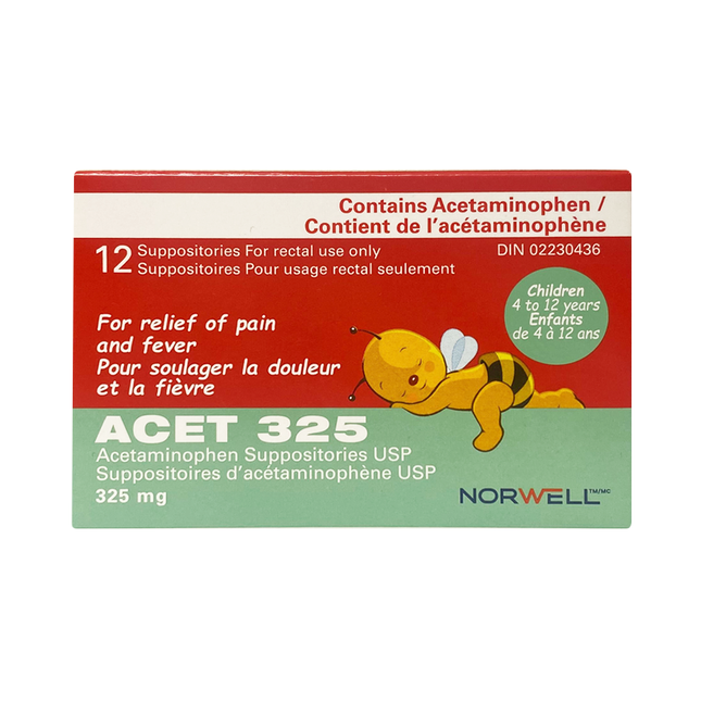 ACET - 325 Suppositories For Children 4 To 12 Years | 12 Suppositories