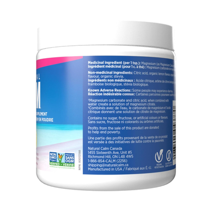 Natural Calm - Magnesium Powder Supplement, Raspberry-Lemon Flavour | 226 g