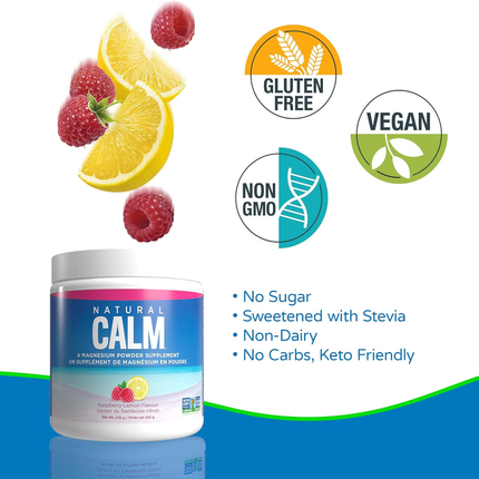 Natural Calm - Magnesium Powder Supplement, Raspberry-Lemon Flavour | 226 g