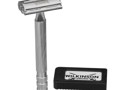 Wilkinson Sword - Rasoir de Sûreté Premium à Long Manche Métallique avec 5 Lames Double Tranchant