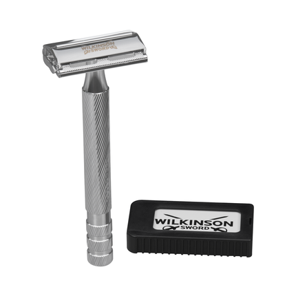 Wilkinson Sword - Rasoir de Sûreté Premium à Long Manche Métallique avec 5 Lames Double Tranchant