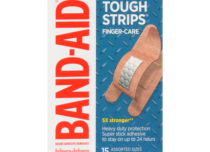 Band-Aid - Tough Strips Finger Care Bandages, Assorted Sizes | 15 Bandages