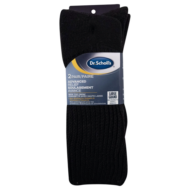 Dr. Scholl's - Advanced Relief Chaussettes unisexes à haut large non contraignantes pour diabétiques | 2 paires