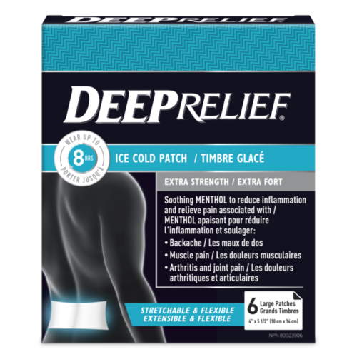 Deep Relief - Ice Cold Patch - Extra Strength with Soothing Menthol | 6 Large Patches