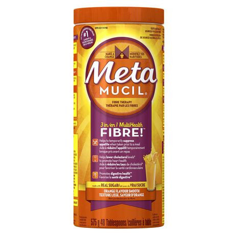 Metamucil 3 en 1 Poudre de fibres lisses multi-santé à saveur d'orange | 575g
