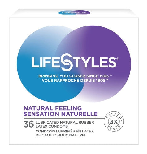 LifeStyles - Natural Feeling - Préservatifs lubrifiés en latex de caoutchouc naturel | 36 comptes 