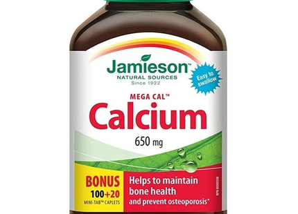 Jamieson - Mega Cal Calcium 650mg | 100 + 20 Mini-Tab Caplets