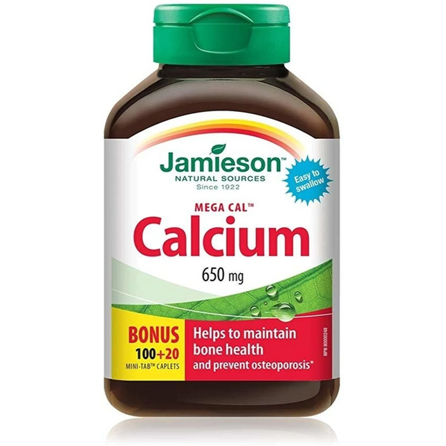 Jamieson - Méga Cal Calcium 650mg | 100 + 20 caplets mini-comprimés