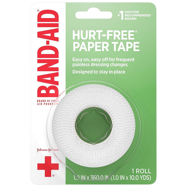 Band-Aid - Hurt-Free Paper Tape | 1 Roll (2.5 cm x 9.1 m)