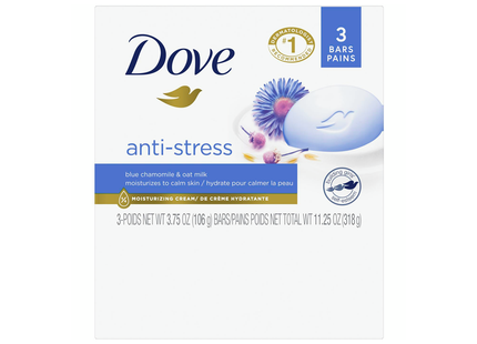 Dove - Soap Bar Anti Stress Blue Chamomile & Oat Milk | 3 x 106 g