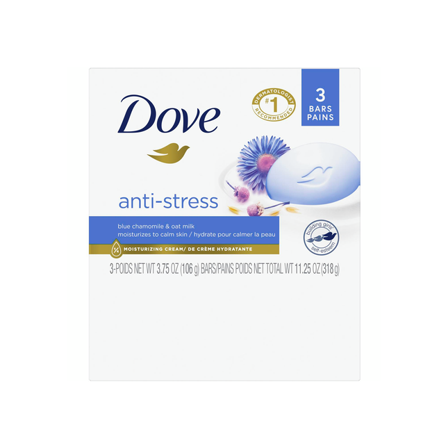Dove - Barre de savon anti-stress à la camomille bleue et au lait d'avoine | 3x106g