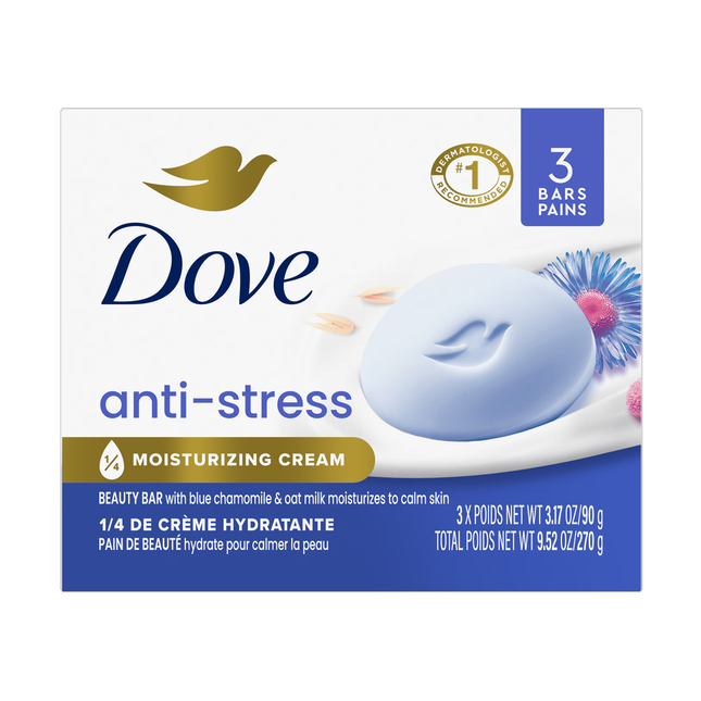 Dove - Anti-Stress Bar Soap Bar with Blue Chamomile & Oat Milk | 3 x 106 g