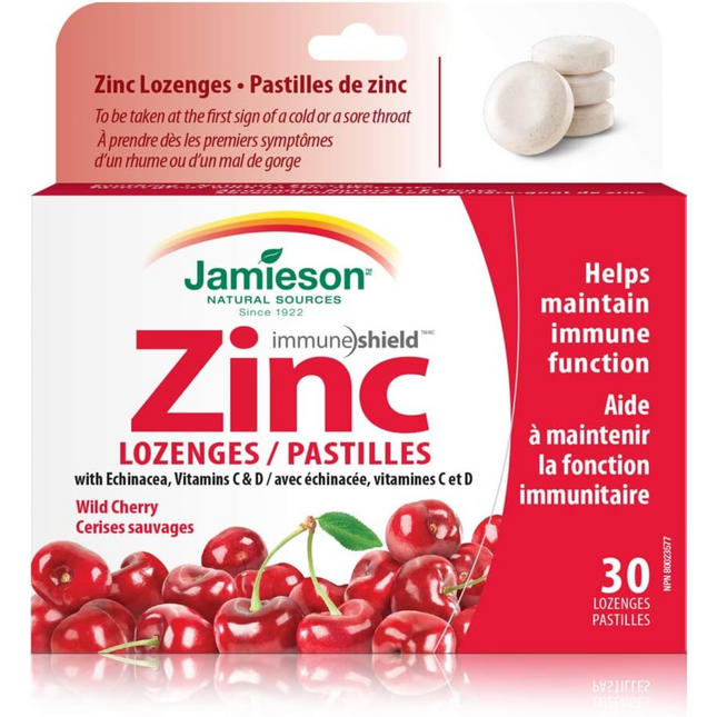 Jamieson - Immune Shield Zinc Lozenges - Wild Cherry | 30 Lozenges